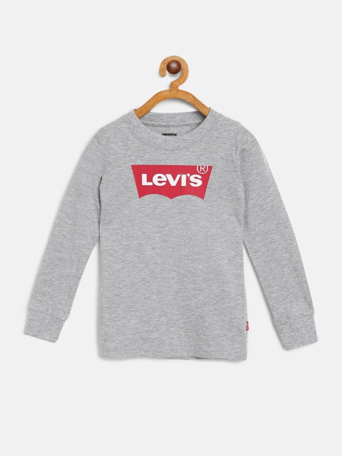 

Levis Boys Grey Melange Brand Logo Print Round Neck T-shirt