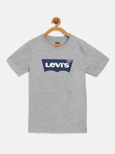 

Levis Boys Grey Melange Brand Logo Print Round Neck T-shirt