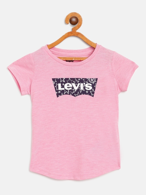

Levis Girls Pink Brand Logo Print Round Neck T-shirt