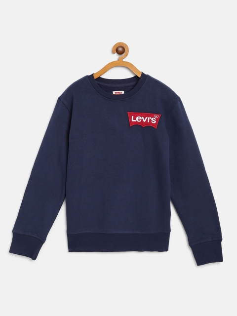 

Levis Boys Navy Blue Solid Sweatshirt With Brand Logo Applique Detail