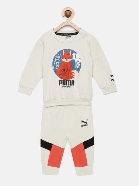 

Puma Infants Grey And Blue Printed Animals Crew Jogger Tracksuit