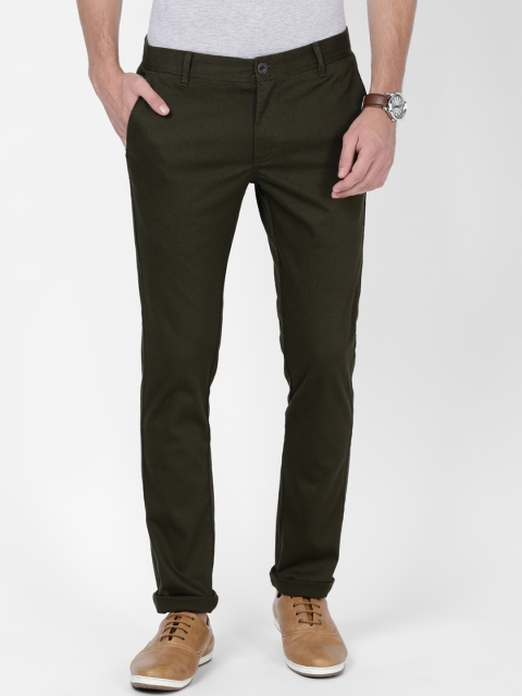 

t-base Men Green Tapered Fit Solid Chinos
