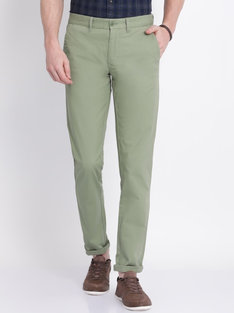 

t-base Men Khaki Green Straight Fit Solid Chinos