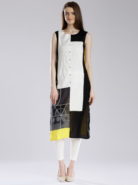 

W Multicoloured Printed Panelled Kurta, Multi