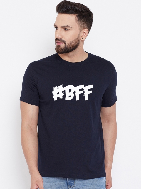 

wesquare Men Navy Blue Printed Round Neck T-shirt