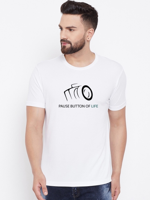 

wesquare Men White Printed Round Neck T-shirt