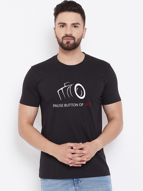 

wesquare Men Black Printed Round Neck T-shirt