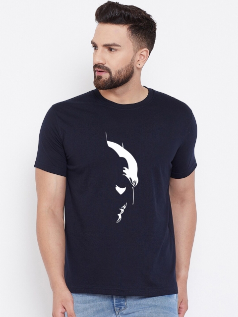 

wesquare Men Navy Blue Printed Round Neck T-shirt