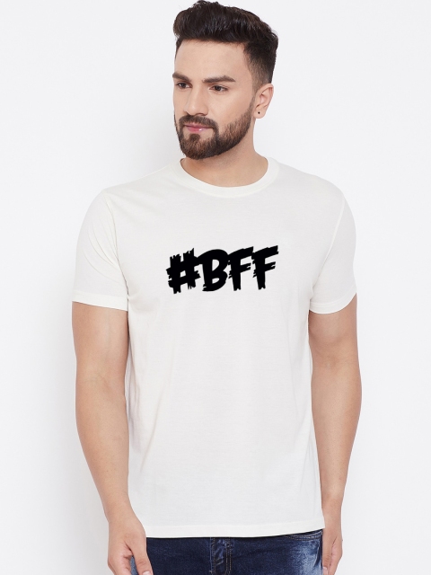 

wesquare Men White Printed Round Neck T-shirt