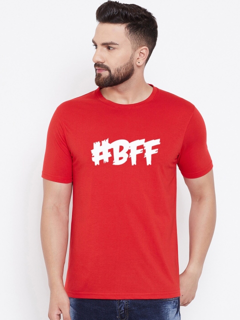 

wesquare Men Red & White Printed Round Neck T-shirt