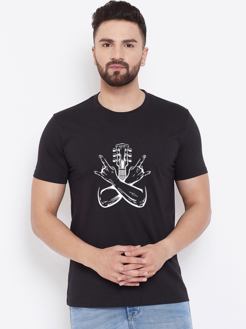 

wesquare Men Black Printed Round Neck T-shirt