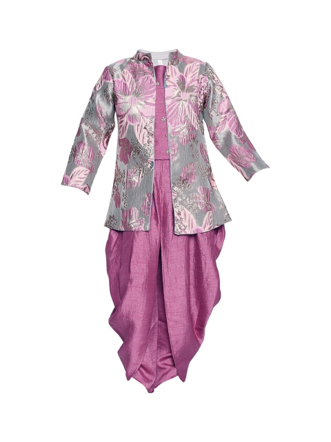 

BETTY Girls Pink Self Design Top with Dhoti Pants