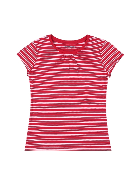 

Pantaloons Junior Girls Red White Striped Round Neck Pure Cotton T-shirt