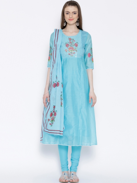 

Aurelia Blue Anarkali Churidar Kurta with Dupatta