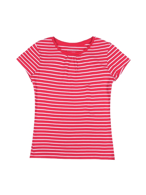 

Pantaloons Junior Girls Red Striped Round Neck T-shirt