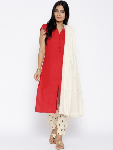 

Aurelia Red & Beige Kurta with Trousers & Dupatta