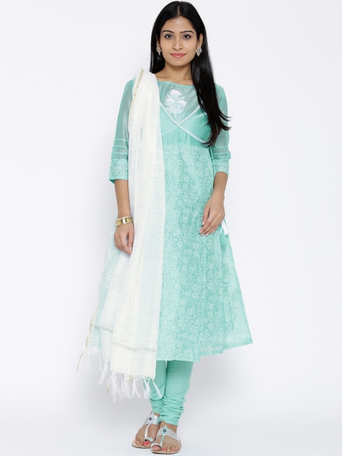 

Aurelia Blue Printed Angrakha Churidar Kurta with Dupatta