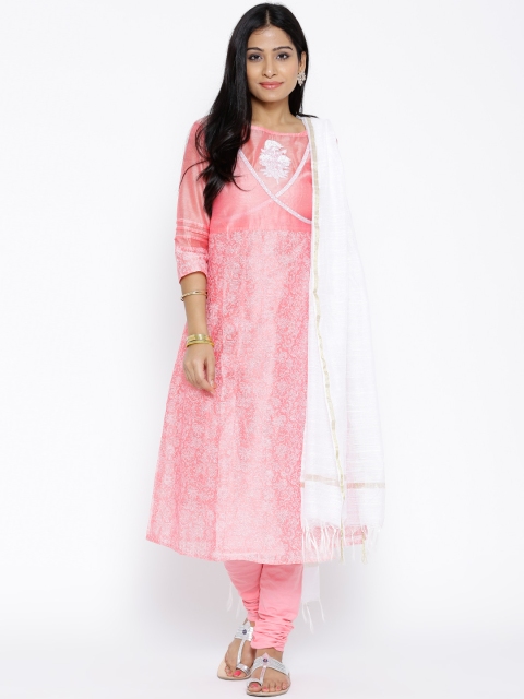 

Aurelia Pink Printed Churidar Kurta with Dupatta