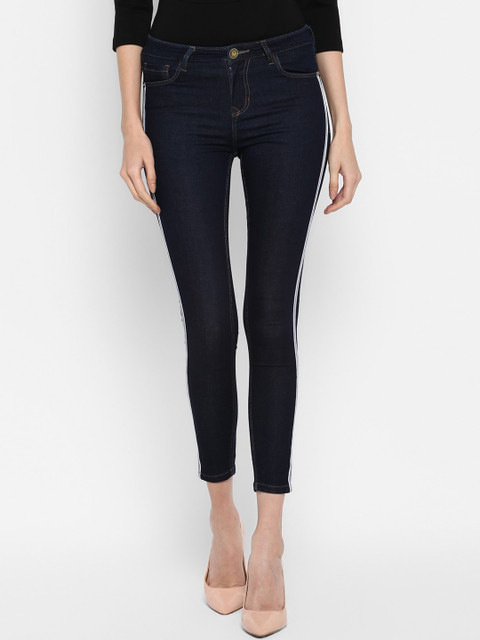 

FOSH Women Navy Blue Super Skinny Fit Mid-Rise Clean Look Stretchable Jeans