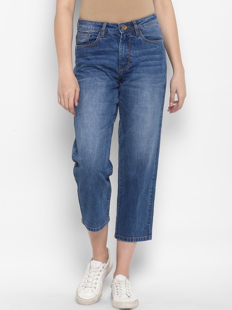

FOSH Women Blue Straight Fit High-Rise Clean Look Jeans