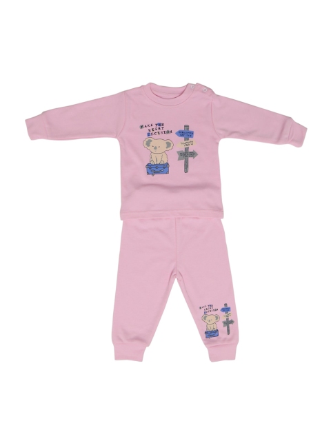 

Chipbeys Unisex Kids Pink Printed T-shirt With Pyjama