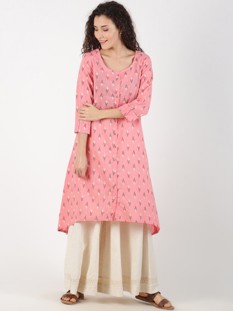 

Saffron Threads Women Pink Printed A-Line Kurta