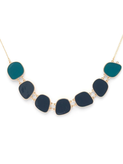 

Globus Gold-Plated & Teal Green Metal Enamelled Necklace