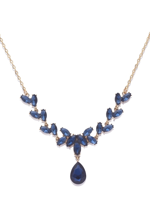 

Globus Gold-Plated & Navy Blue CZ Studded Metal Necklace