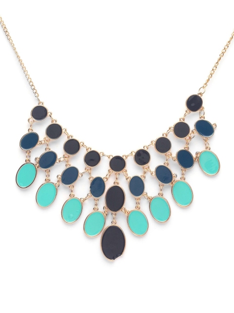 

Globus Gold-Plated & Teal Blue Enamelled Statement Necklace