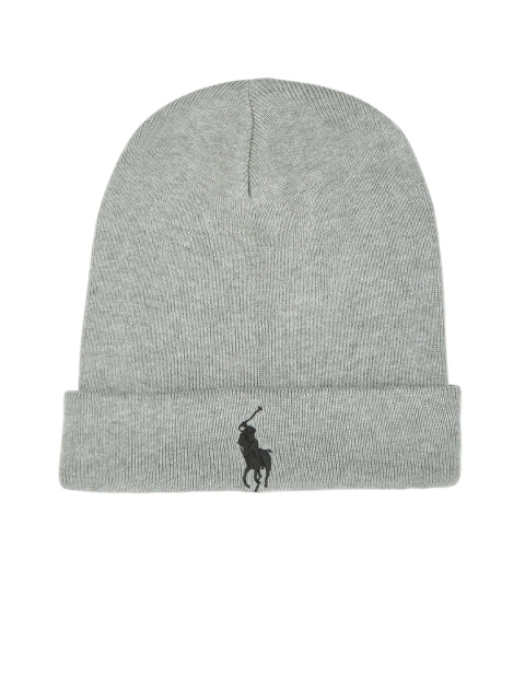 

Polo Ralph Lauren Men Grey Melange Solid Knitted Cotton Beanie
