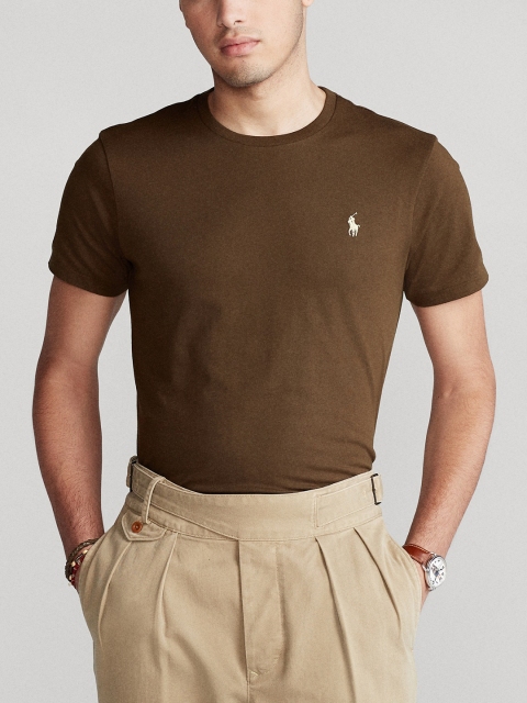 

Polo Ralph Lauren Men Custom Slim Fit Solid Crewneck T-Shirt, Brown