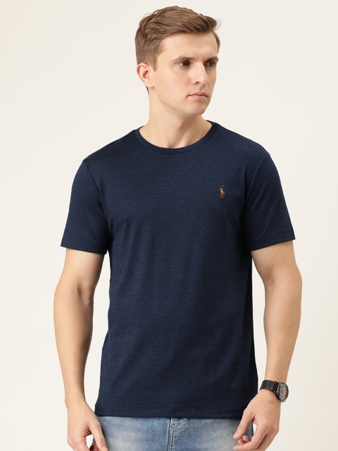 

Polo Ralph Lauren Men Navy Blue Solid Custom Slim Soft Cotton T-shirt