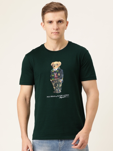 

Polo Ralph Lauren Men Green Printed Custom Slim Fit Polo Bear T-Shirt