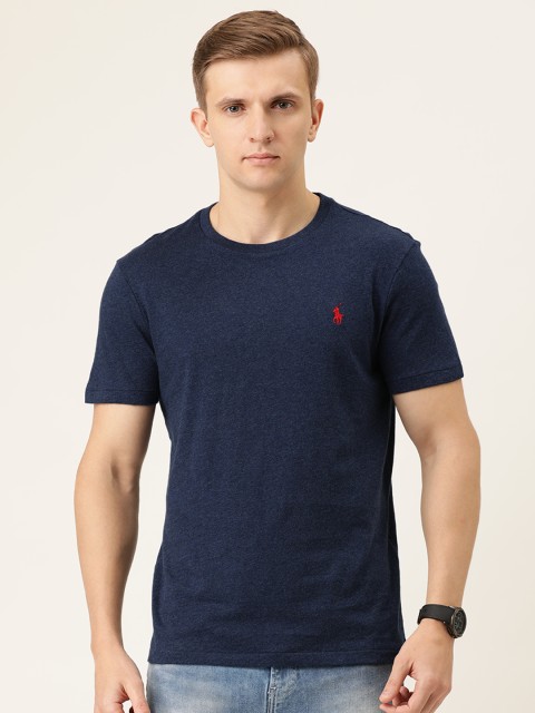 

Polo Ralph Lauren Men Navy Blue Solid Custom Slim Fit Solid Crew Neck T-Shirt