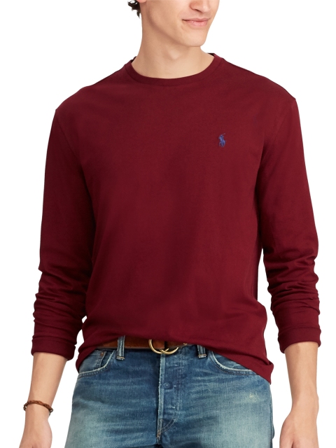 

Polo Ralph Lauren Men Maroon Custom Slim Fit Solid Round Neck T-Shirt
