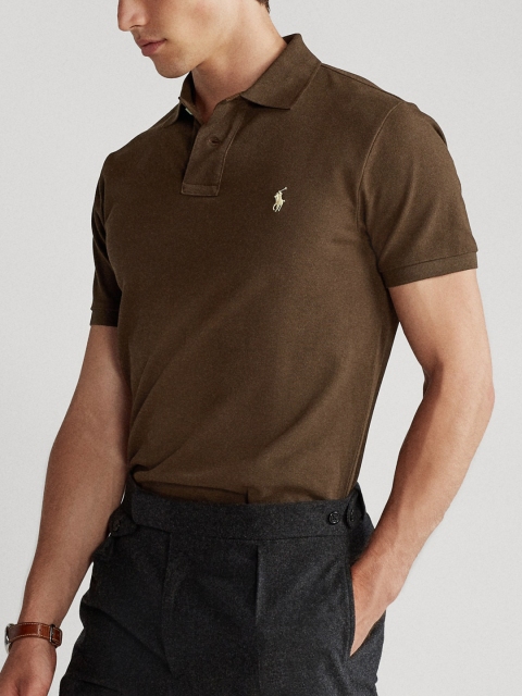 

Polo Ralph Lauren Men Slim Fit Mesh Solid Polo Shirt, Brown