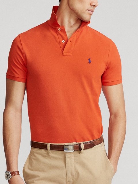 

Polo Ralph Lauren Men Orange Slim Fit Mesh Polo Shirt