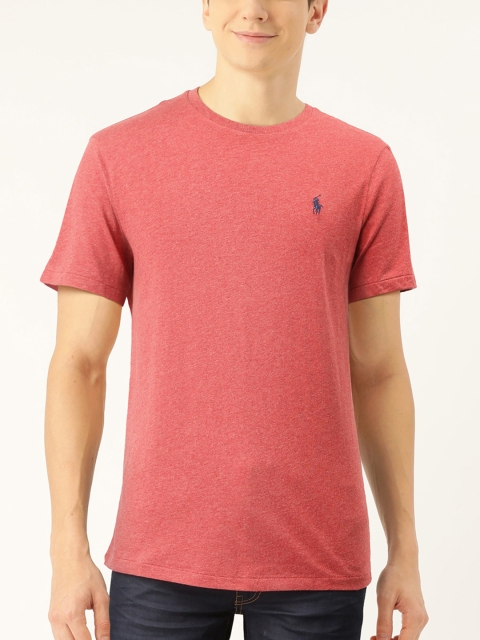 

Polo Ralph Lauren Men Coral Red Solid Round Neck T-shirt