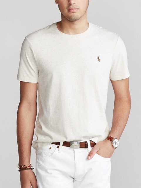 

Polo Ralph Lauren Men Custom Slim Fit Solid Crewneck T-Shirt, Off white