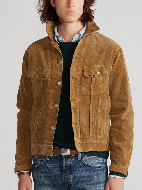 

Polo Ralph Lauren Men Khaki Corduroy Solid Trucker Jacket