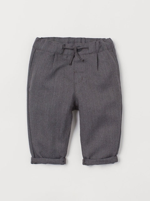 

H&M Boys Grey Solid Twill Pull-On Trousers