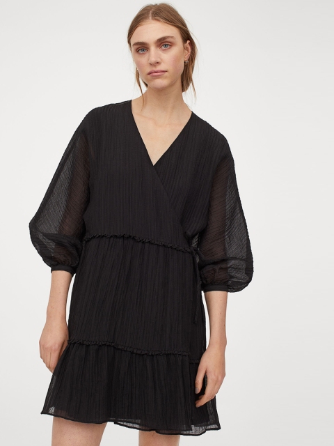 

H&M Black Lyocell-Blend Wrap Dress