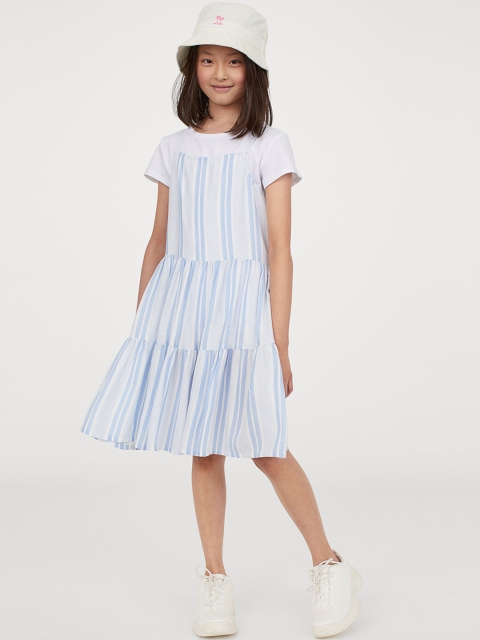 

H&M Girls White & Blue Striped Flared Dress