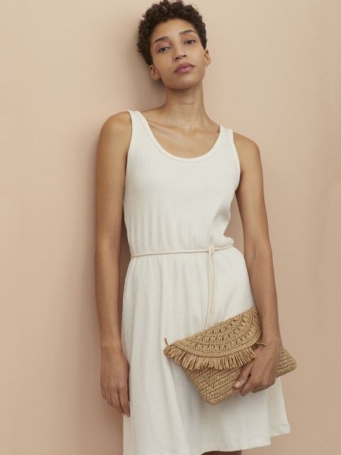 

H&M Women White Ribbed Dress
