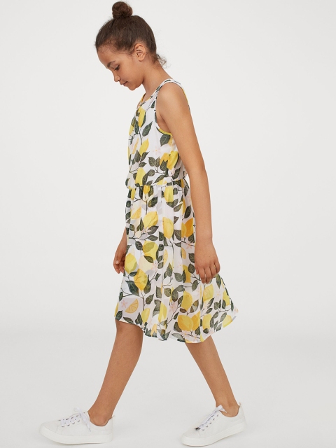 

H&M Girls White & Yellow Patterned Chiffon Dress