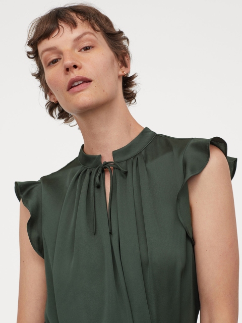 

H&M Olive Green Tie-Belt Dress