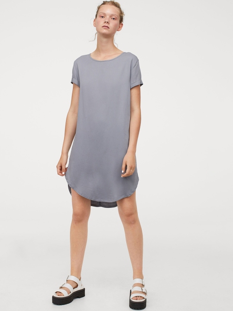 

H&M Women Grey Solid Short T-Shirt Dress