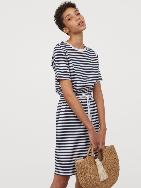 

H&M Blue Drawstring T-shirt Dress, Navy blue
