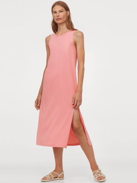 

H&M Women Pink High Slit Vest Dress