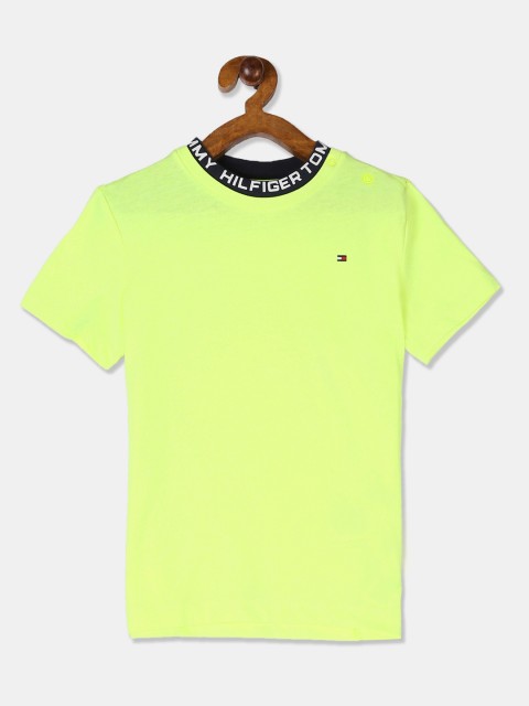 

Tommy Hilfiger Boys Lime Green Solid Round Neck T-shirt
